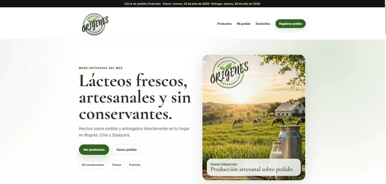 Vista del proyecto Orígenes