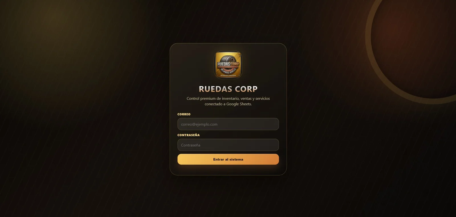 Vista del proyecto Ruedas Corp
